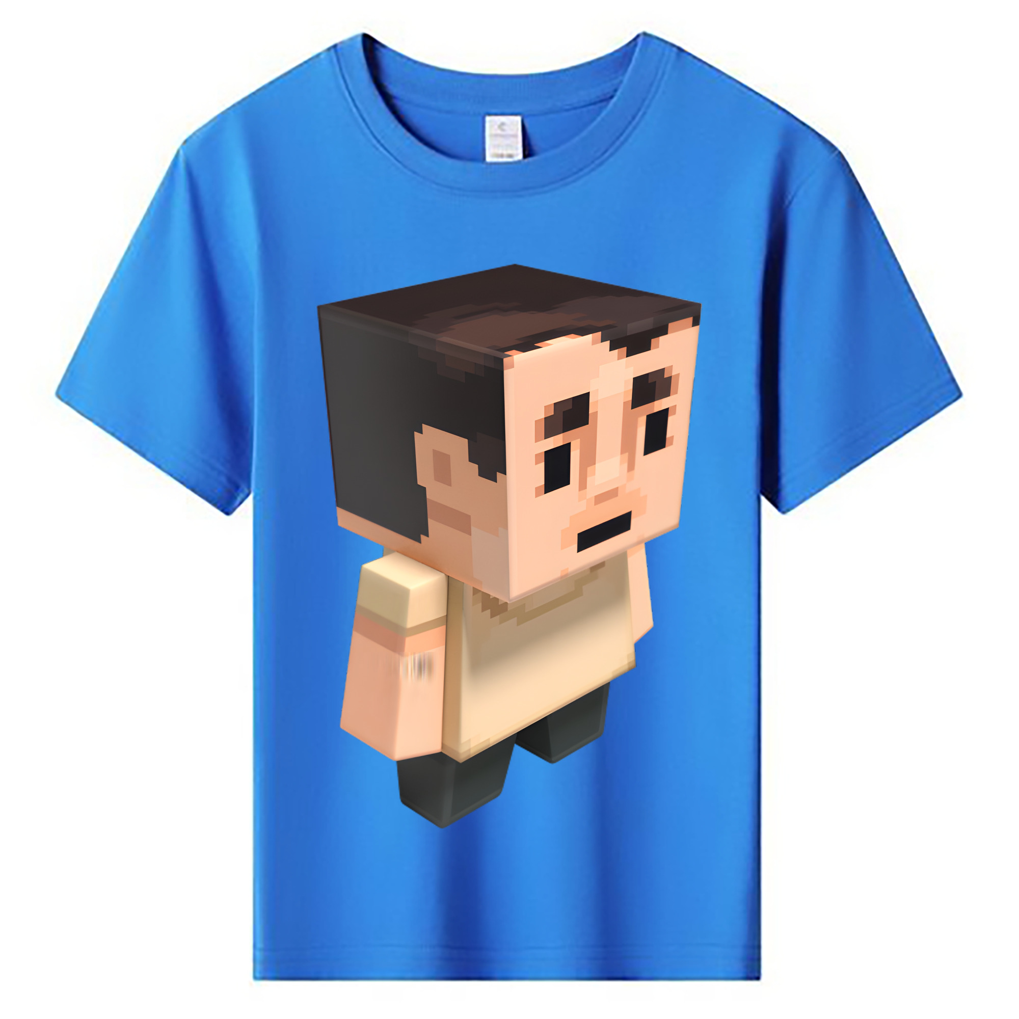 （画像用） マインクラフト ブロックの世界 Minecraft MC Block world 綿100％キッズTシャツ（フロントプリント）